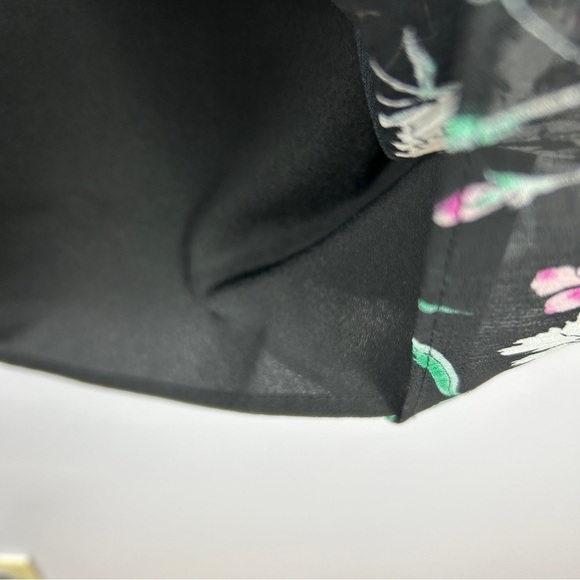 BCBGeneration Floral Chiffon Mini Dress Size XS Black Sheer Sleeve Boho - Picture 9 of 16